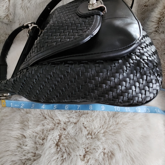 COACH Kristen BIG SNAP Closure Woven Black Shoulder Bag Handbag Sachtel - Picture 14 of 15